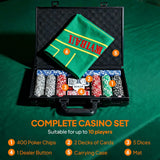 SPORTNOW 400-Piece Poker Chip Set with ABS Case, Mat, Cards & Dice – Texas Hold'em Casino Game Night Set, Grey