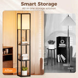 HOMCOM 3-Tier Column Shelf Floor Lamp