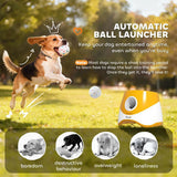 PawHut Automatic Dog Ball Launcher with 5 ETPU Balls, 6/10/14m Settings – Rechargeable Fetch Toy, Orange