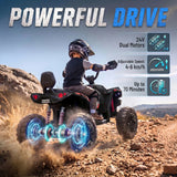 AIYAPLAY 24V 2 Seater Electric Quad Bike for Kids with Soft Start, LED Lights and Music – Ages 3–8, Black