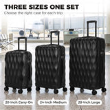 HOMCOM 3-Piece Hard Shell Suitcase Set with TSA Lock & Spinner Wheels – 20/24/28 Inch Carry On & Checked Luggage, Black
