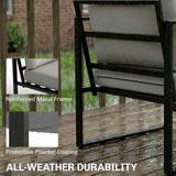 Outsunny 4 Piece Garden Furniture Set with Loveseat, 2 Armchairs and Slatted Coffee Table – Cushioned Patio Set