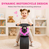 AIYAPLAY Toddler Balance Bike with Music, Extra-Wide PP Tyres & Motorbike Design – Boys and Girls Ride-On, Pink