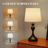 HOMCOM Set of 2 Bedside Table Lamps with USB-A and USB-C Ports – 3-Colour LED, Black and Beige
