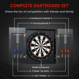 SPORTNOW Bristle Dartboard with Wooden Cabinet, 6 Steel Tip Darts & Two Scoreboards – Games Room Darts Set, Black