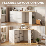 HOMCOM Vanity Dressing Table with 6 Drawers & 3-Tier Shelf – Flexible Straight or L-Shaped Layout Makeup Desk, White
