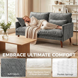HOMCOM 2 Seater Sofa with Pocket Spring Cushions, Wide Deep Seat & Rubberwood Legs – Loveseat, Grey