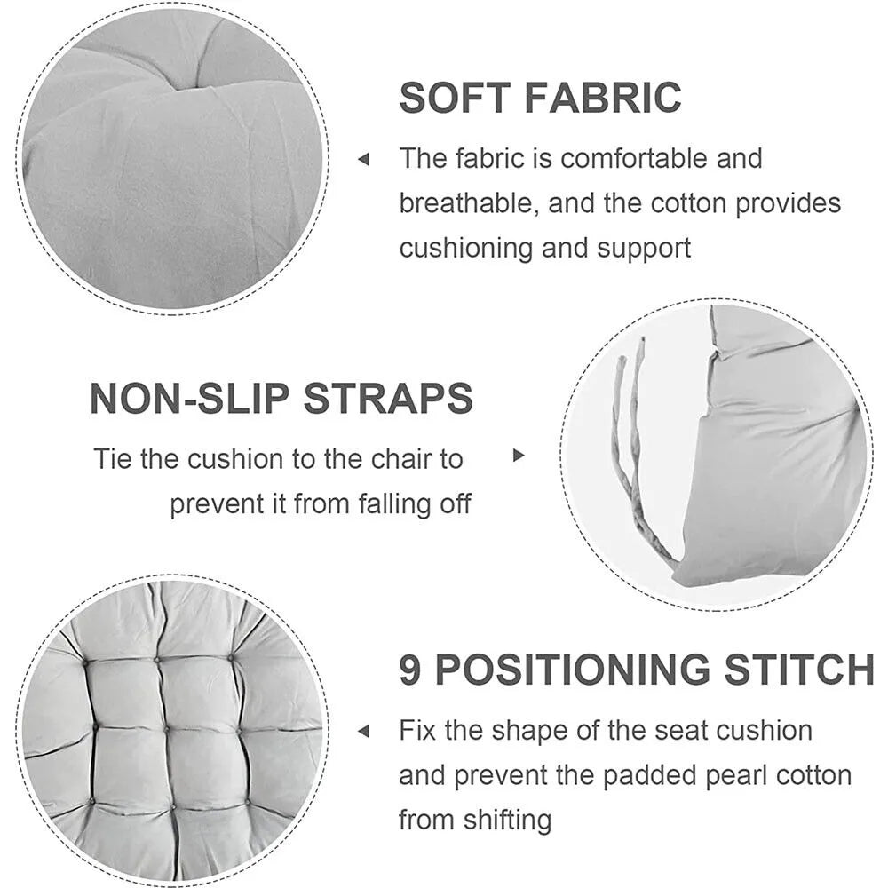 4 Pack Tie-On Chair Seat Pads, 38 x 38cm – Cotton Cover Cushions for Dining & Kitchen Chairs, Grey or Dark Blue