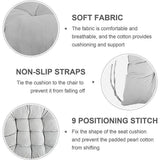 4 Pack Tie-On Chair Seat Pads, 38 x 38cm – Cotton Cover Cushions for Dining & Kitchen Chairs, Grey or Dark Blue