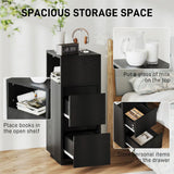HOMCOM Slim Bedside Table with Open Shelf and 2 Drawers – Narrow Bedside Cabinet for Bedroom or Living Room, Black