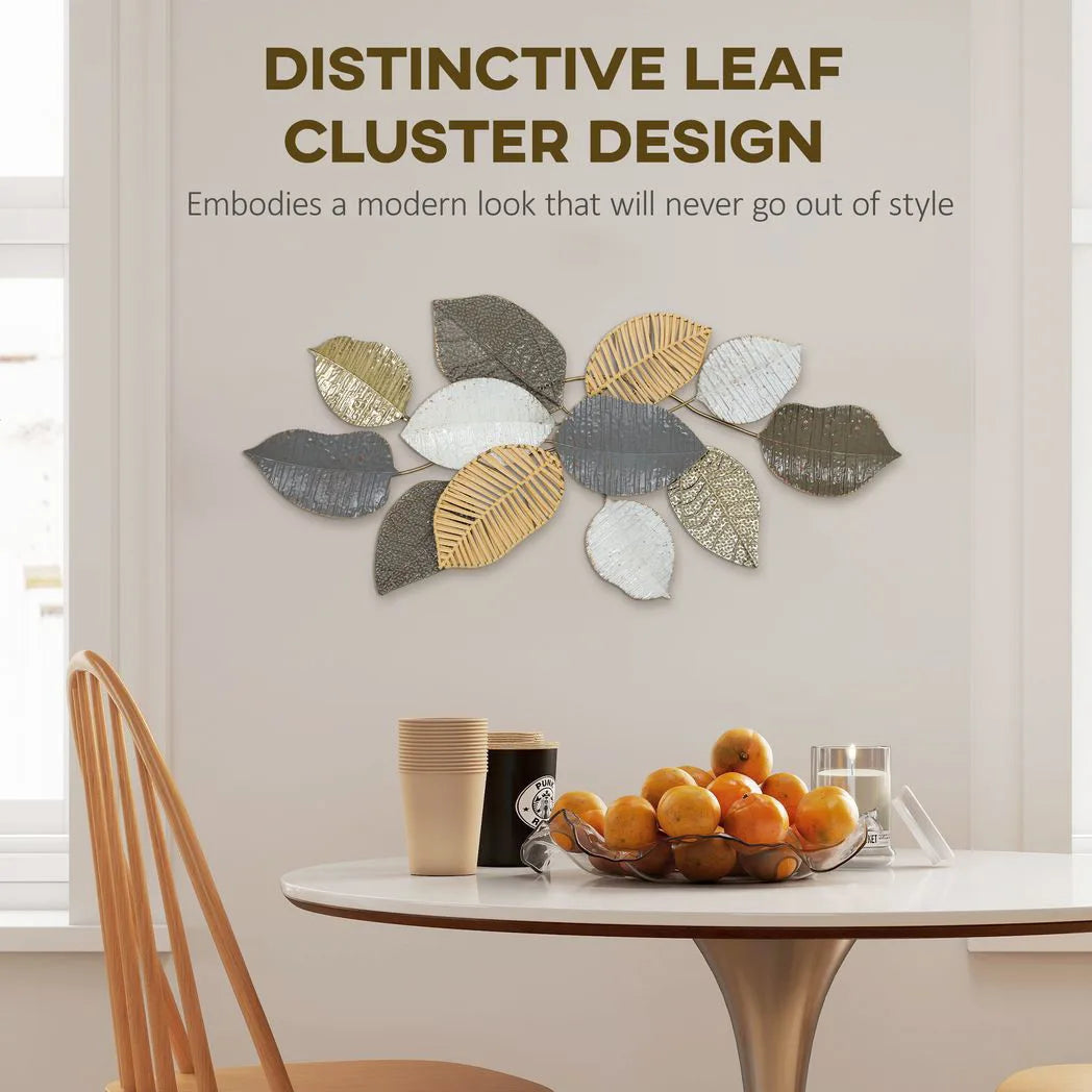 HOMCOM Leaf Design Metal Wall Art