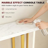HOMCOM Faux Marble Console Table with Steel Frame – Narrow 100cm Entryway Table with Anti-Tip Device, White