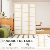 HOMCOM Wooden Folding Privacy Screen with Solid Wood Frame – 3 Panel Room Divider for Bedroom, Natural Wood Finish