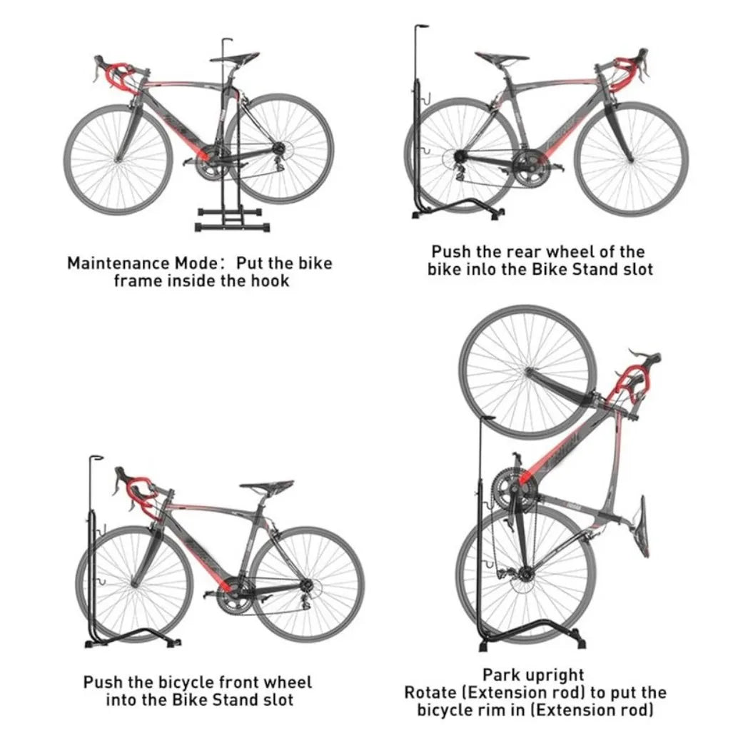 Vertical Bike Stand Bicycle Rack Steel Holder Floor Parking Storage Stand Hooks