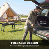 Outsunny Portable Folding Charcoal BBQ Grill with 2 Side Shelves and Handle – Camping and Picnic Barbecue, Black