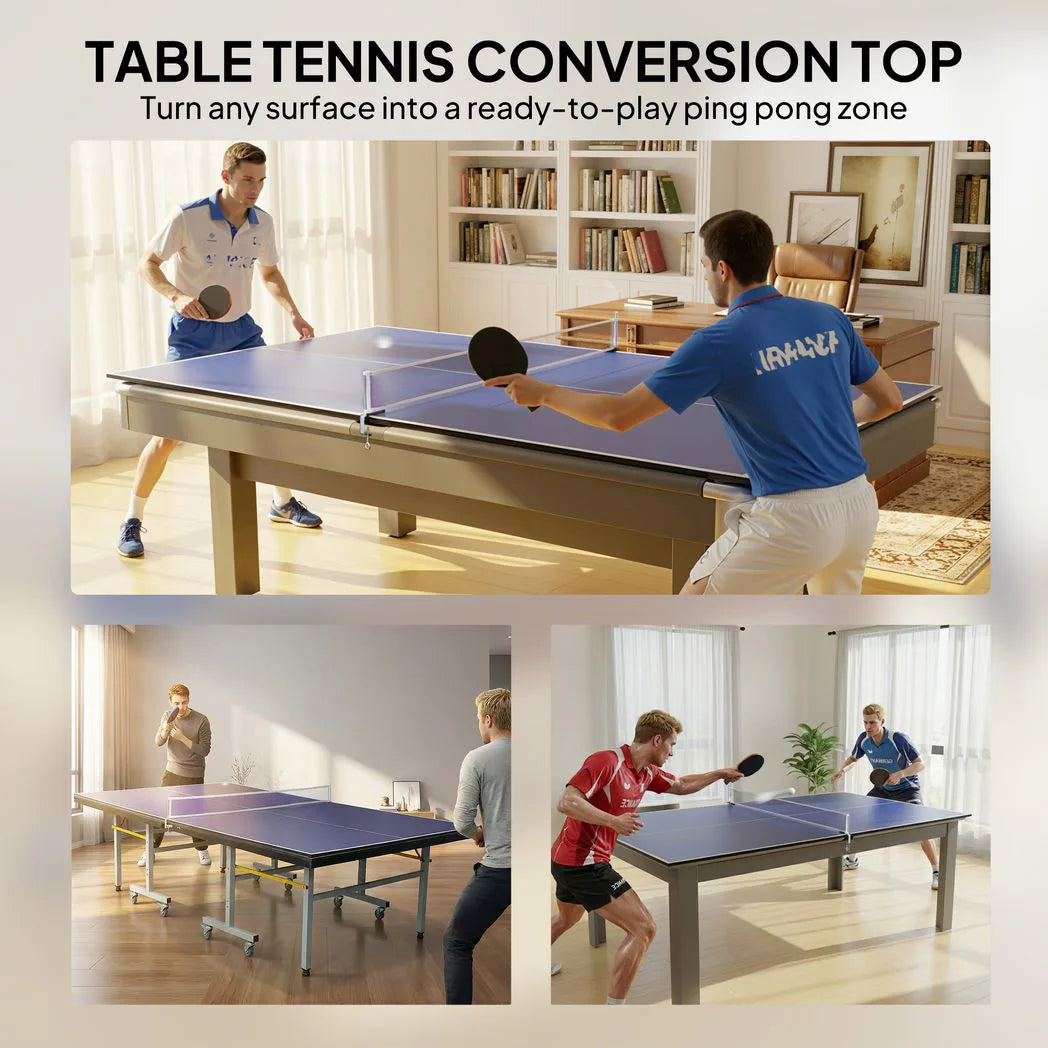 SPORTNOW 9ft Folding Table Tennis Top with Net & Foam Padding – Ping Pong Conversion Top, Blue