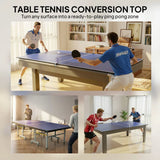 SPORTNOW 9ft Folding Table Tennis Top with Net & Foam Padding – Ping Pong Conversion Top, Blue