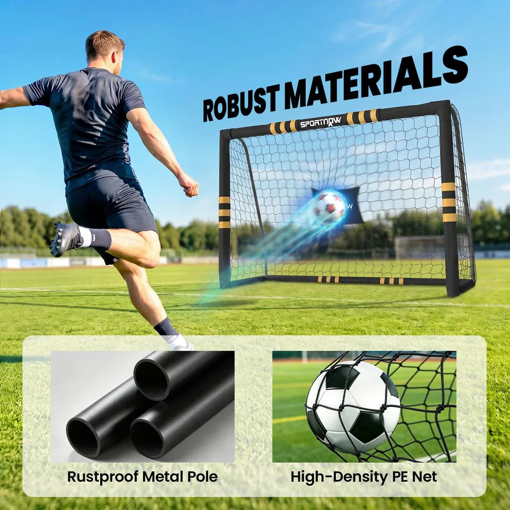 SPORTNOW 8 x 5ft Portable Football Goal with Foam-Padded Metal Frame & Ground Stakes – Garden Football Net for Training