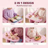 AIYAPLAY Kids Table and Chair Set with Storage Bin – Desk for Play, Reading and Painting, Ages 3–5, Pink