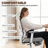 HOMCOM Ergonomic Office Chair with Adjustable Headrest, Lumbar Support & Legrest – Reclining Mesh Chair, Grey