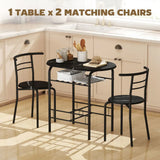 HOMCOM Three-Piece Compact Dining Set with Table and 2 Chairs – Space-Saving Kitchen Breakfast Bar Set, Black