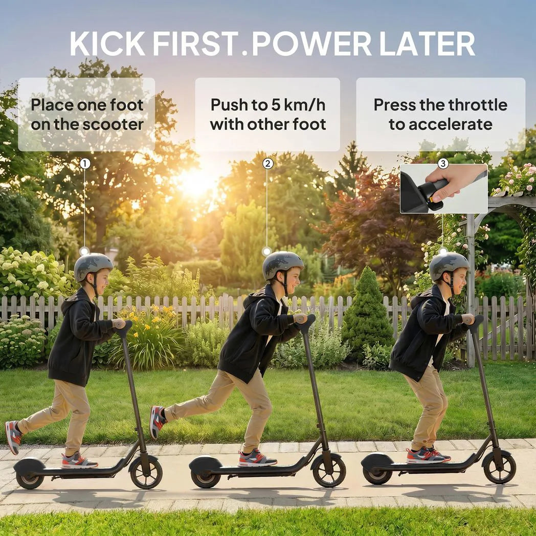 SPORTNOW Electric Scooter for Kids with LED Display, Kick-to-Start 110W Motor and RGB Lights – Green