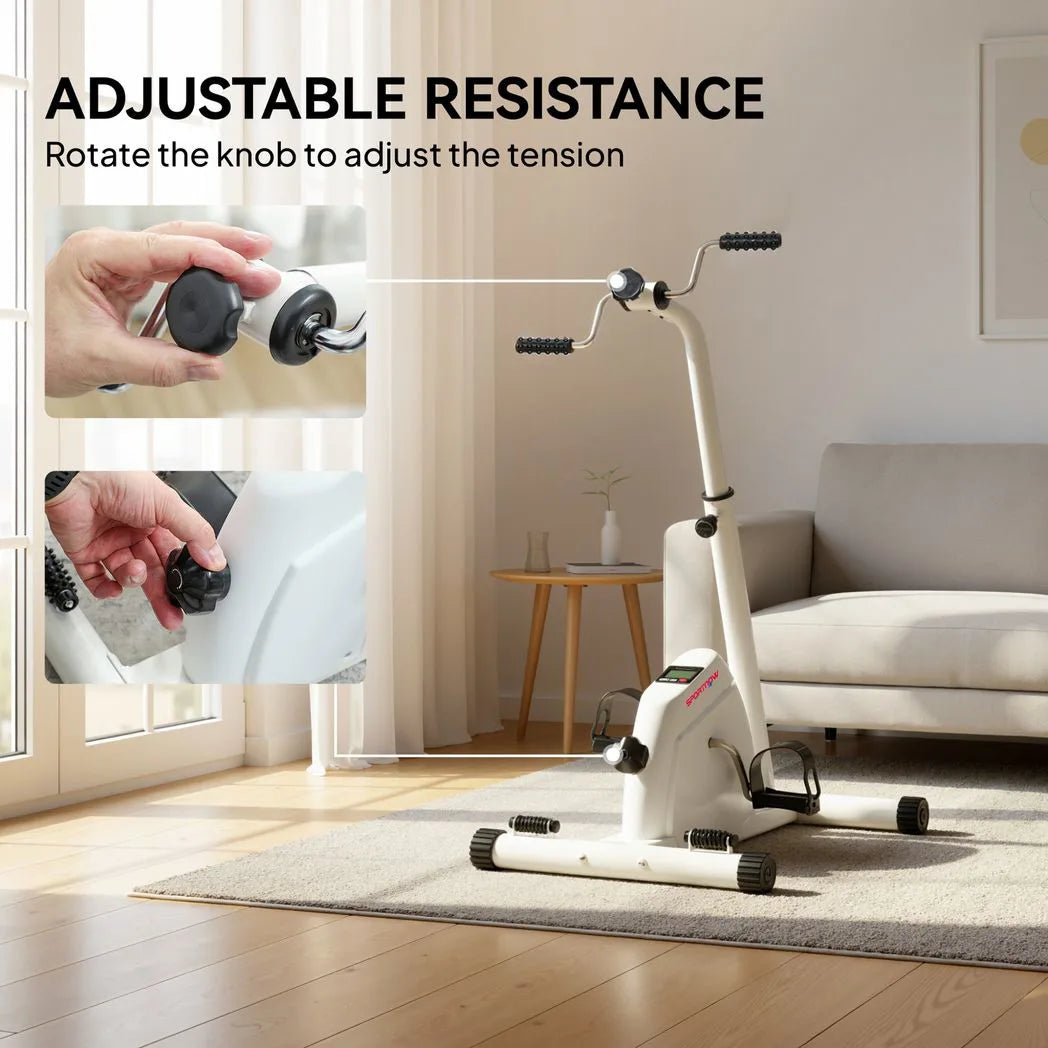 SPORTNOW Seated Pedal Exerciser with Dual Massage, LCD Monitor & Adjustable Height – Home Exercise Bike