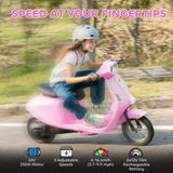 AIYAPLAY 24V Kids Electric Motorbike with Twist-Grip Throttle, Brakes and LED Lights – Ages 8-12, Pink