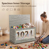 HOMCOM 102L Storage Chest & Blanket Box with Safety Hinged Lid, 80 x 40 x 45 cm – Grey