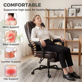 HOMCOM Executive Office Chair with 90–135° Recline, Retractable Footrest & High Back, Brown