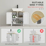 kleankin Under Sink Bathroom Cabinet with U-Shaped Cut-Out – For Basins Without Pedestal, White