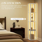 HOMCOM Floor Lamp with Shelves and 3 Brightness Levels – White