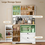 HOMCOM Freestanding Kitchen Cupboard with 2 Cabinets, 2 Drawers and Adjustable Shelves – Coffee Station, White