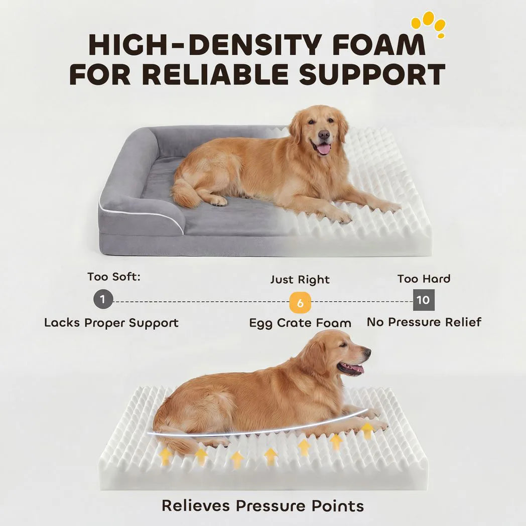 PawHut Orthopaedic Dog Sofa Bed with Cooling Gel Memory Foam & Washable Cover – Grey, Large