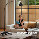 HOMCOM Adjustable Arc Floor Lamp, Faux Marble Base – Black