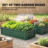 Outsunny Set of 2 Raised Beds for Garden, Galvanised Outdoor Planters for Herbs Vegetables