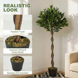 Outsunny Set of 2 Artificial Bay Laurel Topiary Trees with Weighted Pots – Outdoor Faux Plants, 120 cm