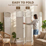 HOMCOM 6 Panel Folding Room Divider, Hand-Woven Paper Rope & Bamboo – Privacy Screen, White