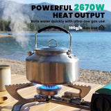 Outsunny 2670 W Foldable Camping Stove with Piezo Ignition and Safety Shut-Off – Portable Gas Cooker, Green