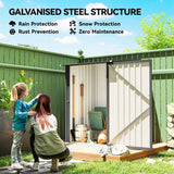 Outsunny 3.3 x 3.4ft Lean-To Galvanised Steel Garden Shed with Lockable Door, Dark Grey