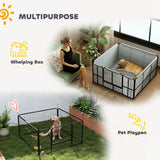 PawHut Steel Dog Whelping Box with Whelping Pad – Puppy Pen for Small and Medium Dogs, 122 x 122 x 60cm