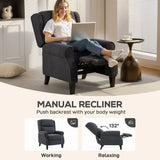 HOMCOM 132° Push-Back Recliner Armchair with Extended Footrest and Steel Frame – Living Room Chair, Dark Grey