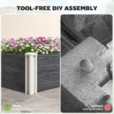 Outsunny Vinyl Raised Garden Bed Kit with Slotting Legs and Open Bottom – Modular 3 x 3 x 1ft Planter, Dark Grey