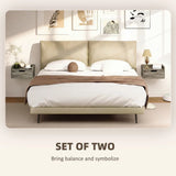 HOMCOM Set of 2 Floating Nightstands with Drawer, Wall-Mounted Bedside Tables – Bedroom Storage, Grey Wood Effect