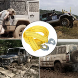 Heavy Duty 4m Car Tow Rope with Hooks, 3 Ton Nylon Recovery Strap – Fluorescent Yellow for Van and Road Recovery