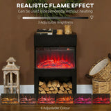 HOMCOM 19" Electric Fireplace with Surround, 3D Flame Effect and Remote – 1000W/2000W Electric Fire, Black