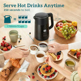 HOMCOM 1.7L Electric Kettle, 3kW Fast Boil with Strix Thermostat, LED Display and Keep Warm – Black