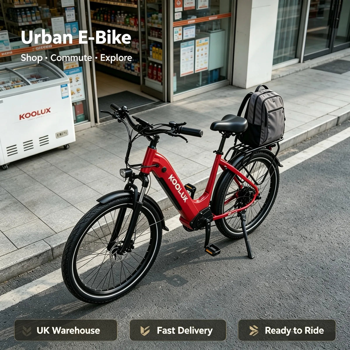 KOOLUX X2 Step-Through Electric Bike, 250W (500W Peak) Motor & 48V 15Ah Battery – 26 Inch Urban Commuter E-Bike