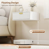 HOMCOM Floating Bedside Tables, Set of 2 Wall Mounted Nightstands with Wave Drawer, White