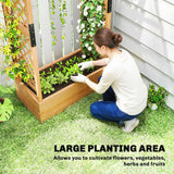 Outsunny Fir Wood Raised Garden Bed with Trellis Sides and Hanging Rail – 110 x 44 cm Planter